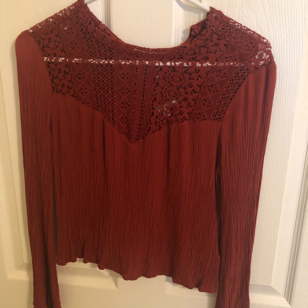 Charlotte Russe long sleeve flared crop top